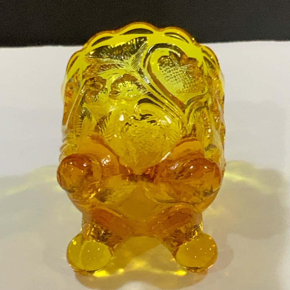 Kanawha Inverted Strawberry Toothpick Holder Footed Amber Vintage Glass - Picture 4 of 4